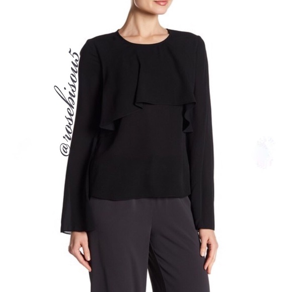 {BADGLEY MISCHKA} Silk Flounce Overlay Blouse - Picture 3 of 8